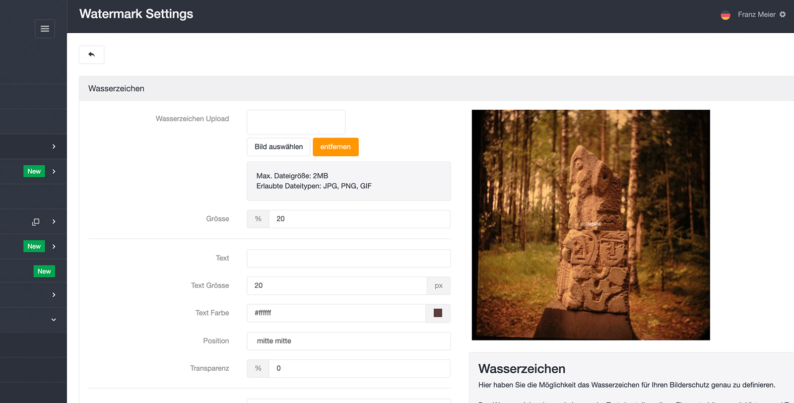 Wasserzeichen Optimierung im Webshop